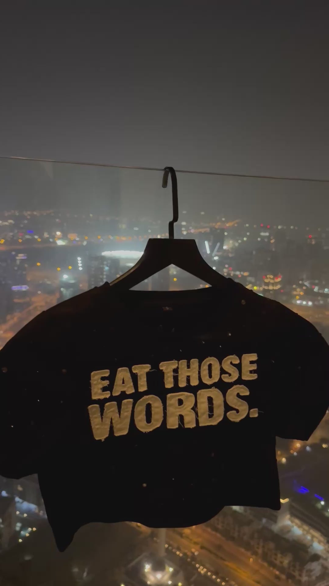 BLACK “EAT THOSE WORDS “ RHINESTONE TEE (WOMENS)